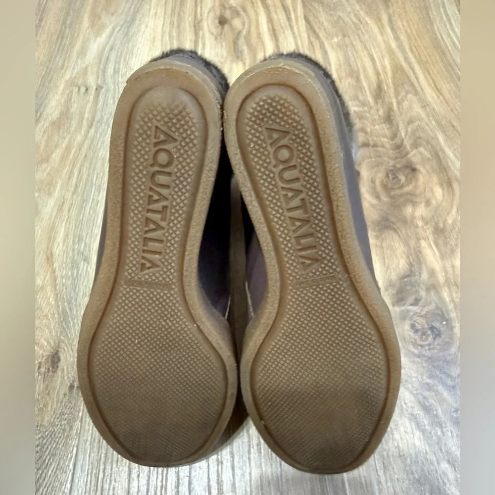 Aquatalia Brown Leather Wedge Ankle Boots with Faux Fur  Made in Italy Size 9.5